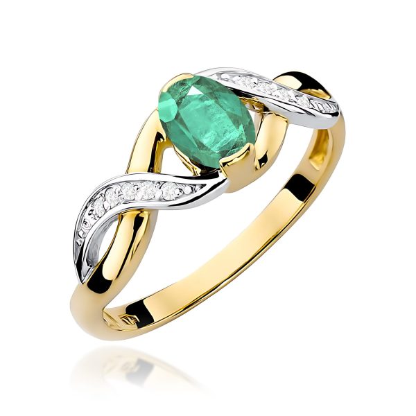 Pierścionek z szmaragdem 0,40 ct W0028 – żółte złoto próby 585