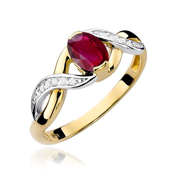 Pierścionek z rubinem 0,60 ct W0028 – żółte złoto próby 585