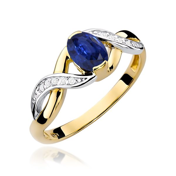Pierścionek z szafirem 0,70 ct W0028 – żółte złoto próby 585