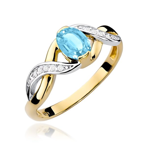 Pierścionek z kamieniem topaz swiss 0,50 ct W0028 – żółte złoto próby 585