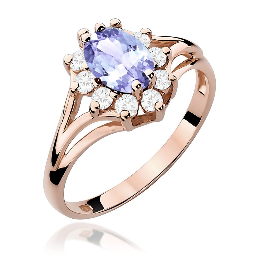 Pierścionek z tanzanitem 0,70 ct i diamentami · W037
