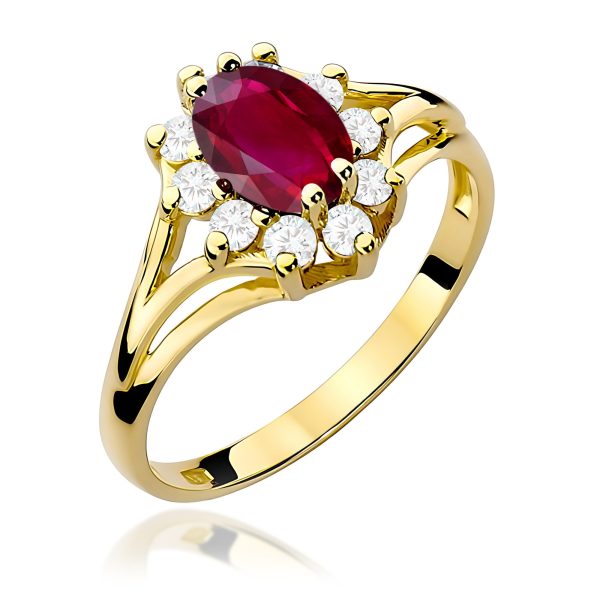 Pierścionek z rubinem 1,00 ct W0037 – żółte złoto próby 585