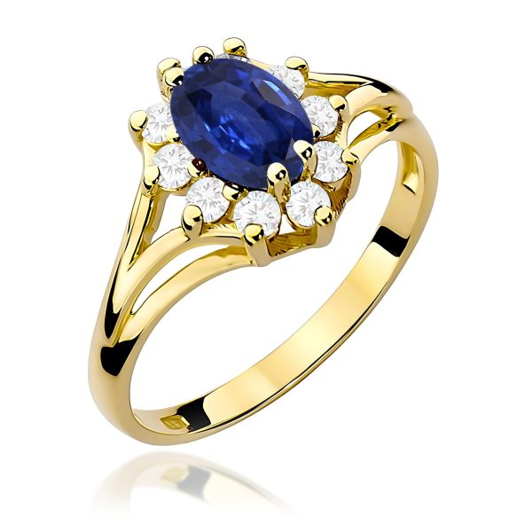 Pierścionek z szafirem 0,90 ct W0037 – żółte złoto próby 585