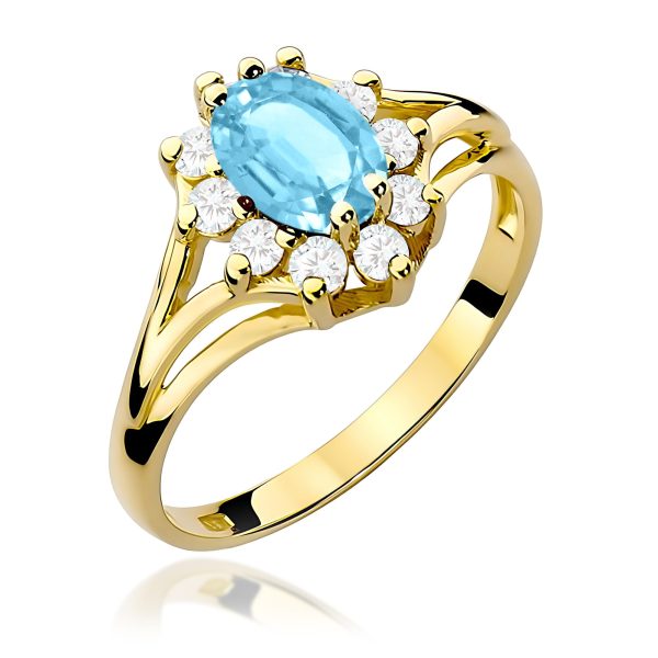 Pierścionek z kamieniem topaz swiss 0,90 ct W0037 – żółte złoto próby 585