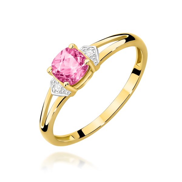 Pierścionek z kamieniem topaz różowy 0,65 ct W0039 – żółte złoto próby 585