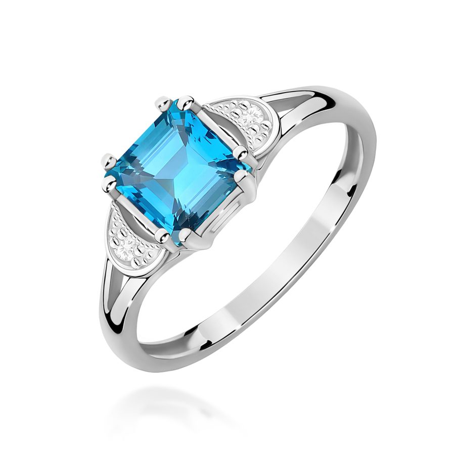 Pierścionek z topazem 1,40 ct i diamentami · W040B