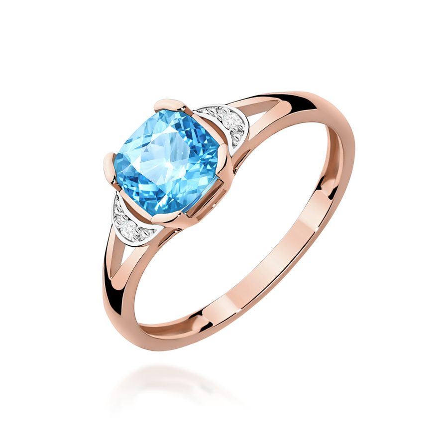 Pierścionek z topazem 1,10 ct i diamentami · W040