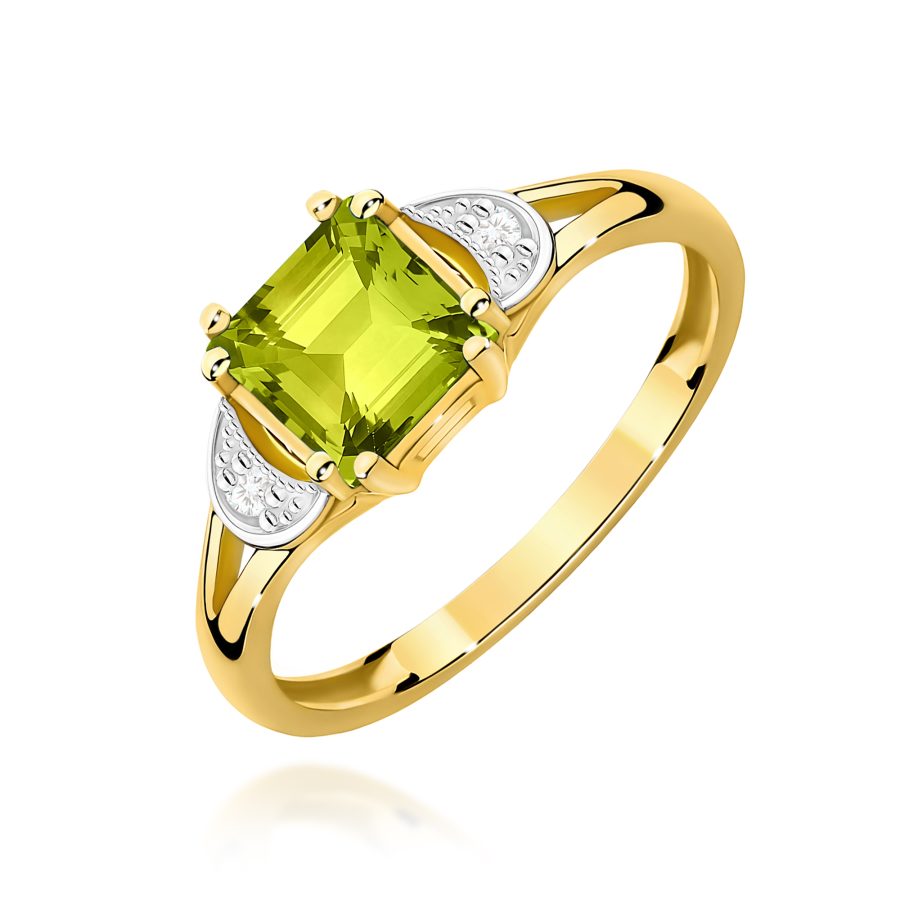 Pierścionek z kamieniem oliwin 1,10 ct W0040B – żółte złoto próby 585 · W040B