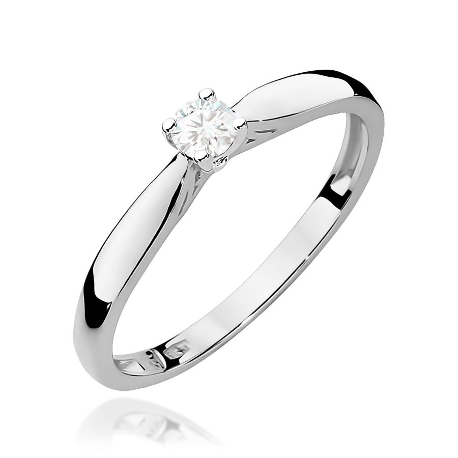 Pierścionek z brylantem 0.1 ct w białym złocie · W045