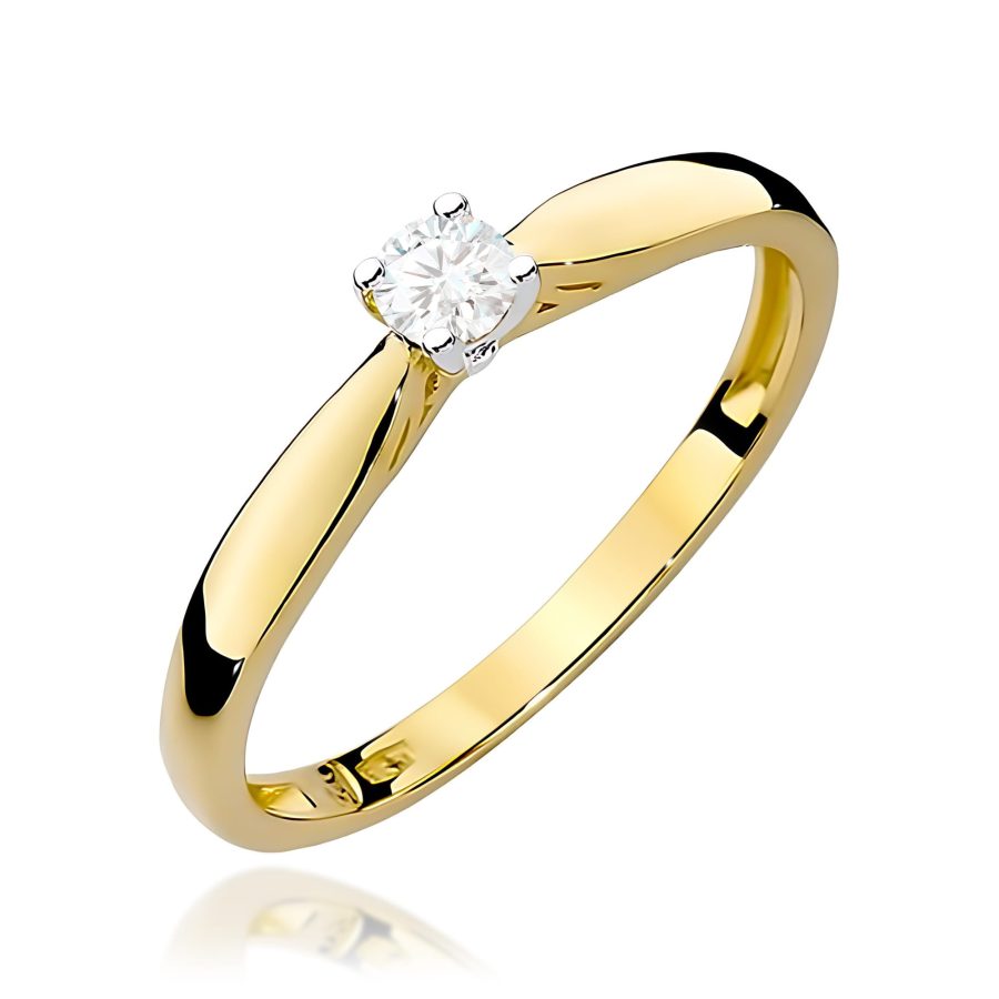 Pierścionek z diamentem 0,10 ct W0045 – żółte złoto próby 585 · W045