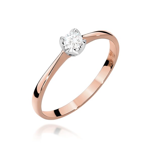 Pierścionek z diamentem 0,10 ct W0047 – różowe złoto próby 585