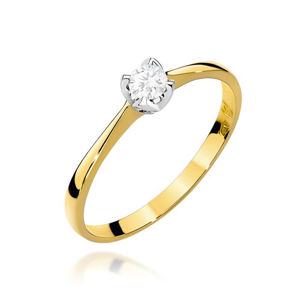 Pierścionek z diamentem 0,10 ct W0047 – żółte złoto próby 585