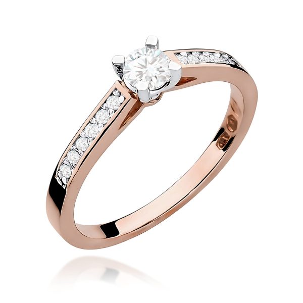 Pierścionek z diamentem 0,36 ct W0052 – różowe złoto próby 585