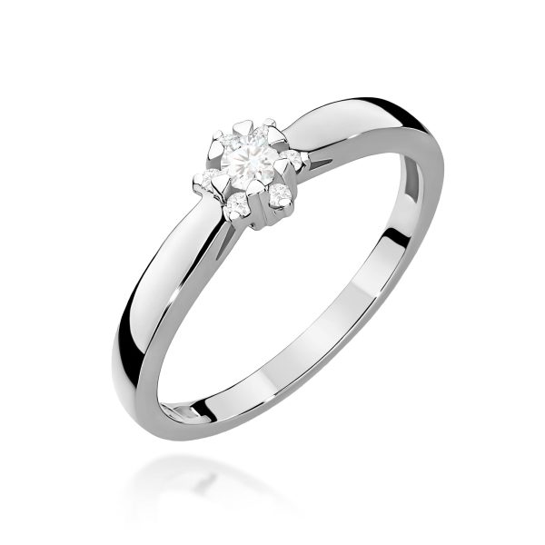 Pierścionek z kamieniem diament laboratoryjny 0,15 ct W0061 – białe złoto próby 585