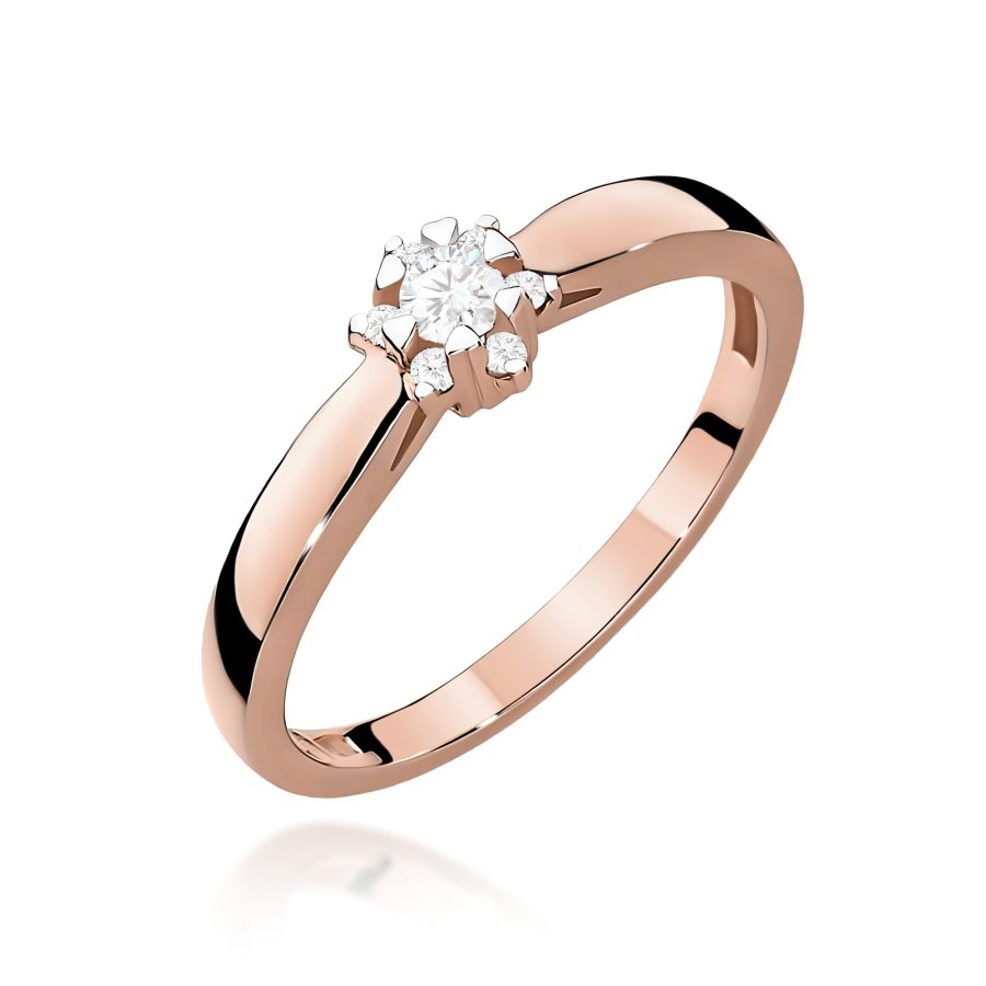 Pierścionek z okrągłym brylantem 0,15 ct · W061