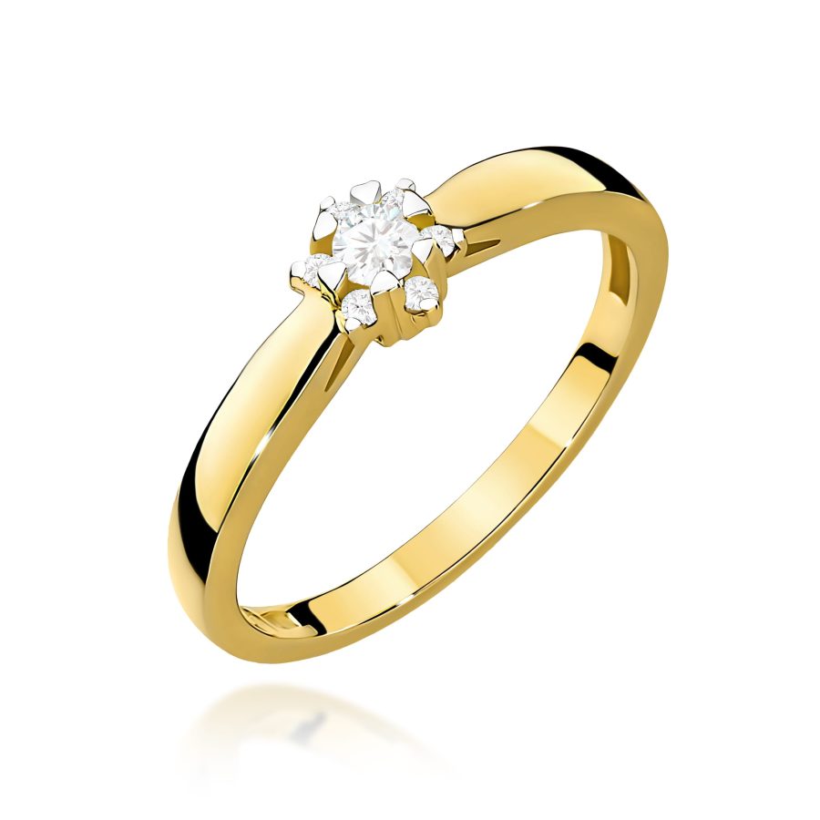 Pierścionek z diamentem 0,15 ct W0061 – żółte złoto próby 585 · W061