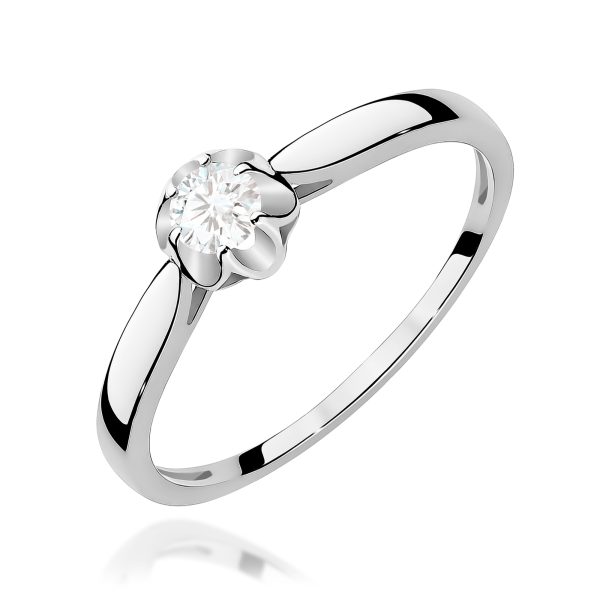 Pierścionek z kamieniem diament laboratoryjny 0,15 ct W0062 – białe złoto próby 585