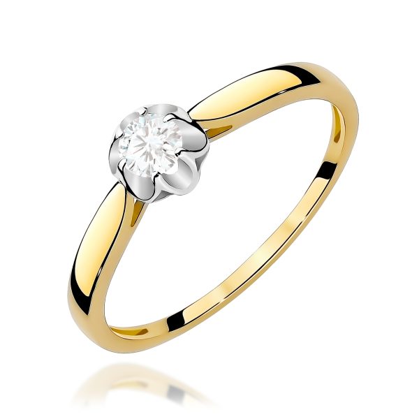 Pierścionek z diamentem 0,15 ct W0062 – żółte złoto próby 585