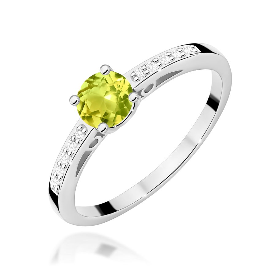 Pierścionek z kamieniem oliwin 0,60 ct W0066 – białe złoto próby 585 · W066