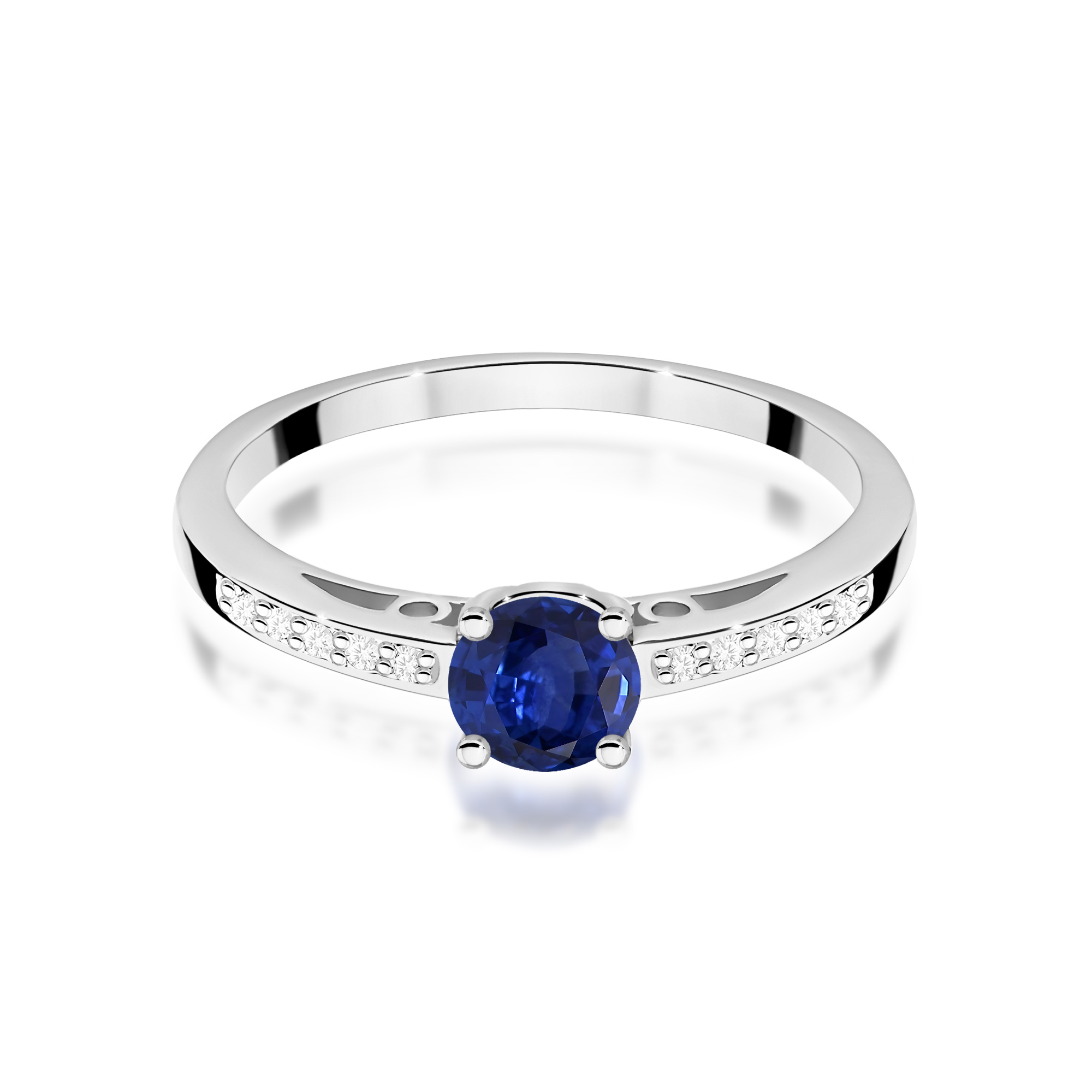Ring with sapphire and diamonds in white gold – product image 3