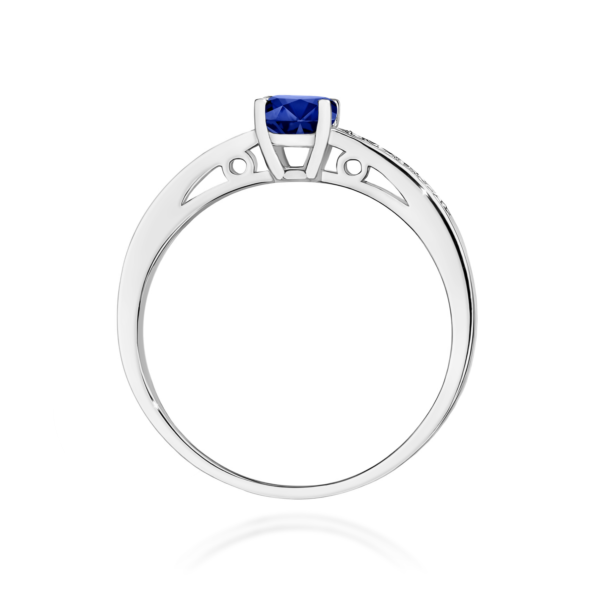 Ring with sapphire and diamonds in white gold – product image 4