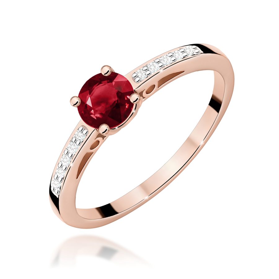 Pierścionek z granatem 0,60 ct – różowe złoto próby 585 · W066