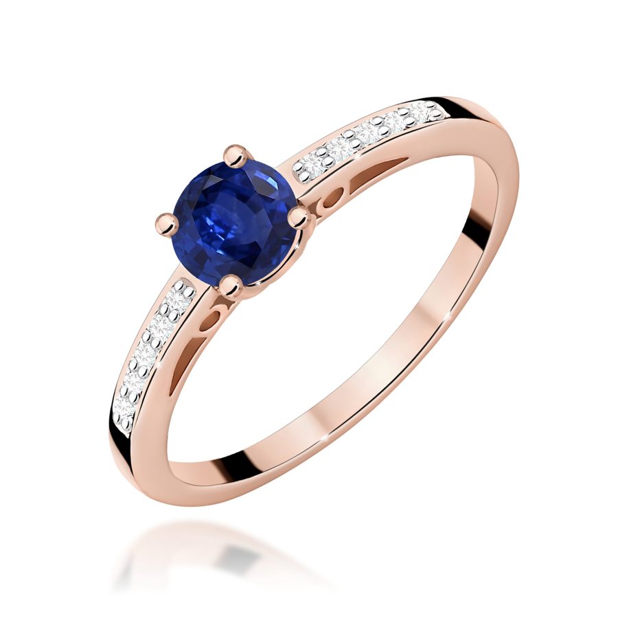 Pierścionek z szafirem 0,50 ct i diamentami · W066