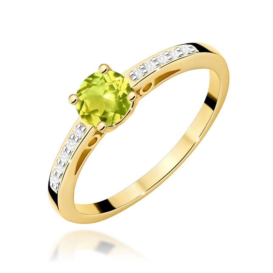 Pierścionek z kamieniem oliwin 0,60 ct W0066 – żółte złoto próby 585 · W066