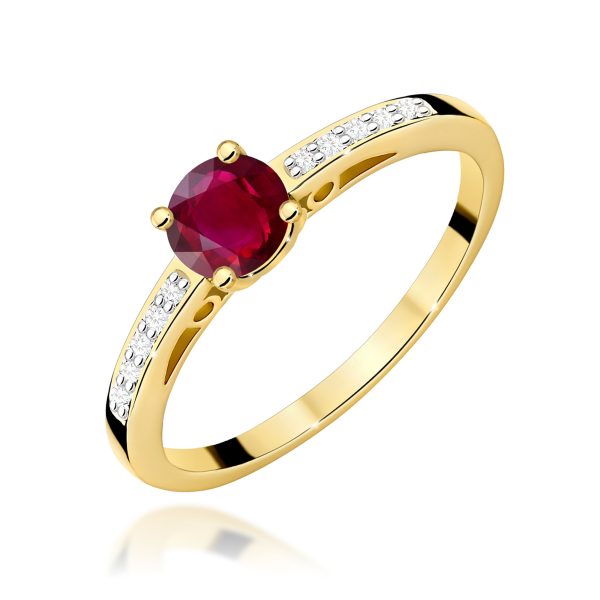 Pierścionek z rubinem 0,60 ct W0066 – żółte złoto próby 585