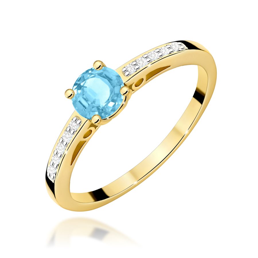 Pierścionek z okrągłym topazem 0.5 ct i diamentami · W066
