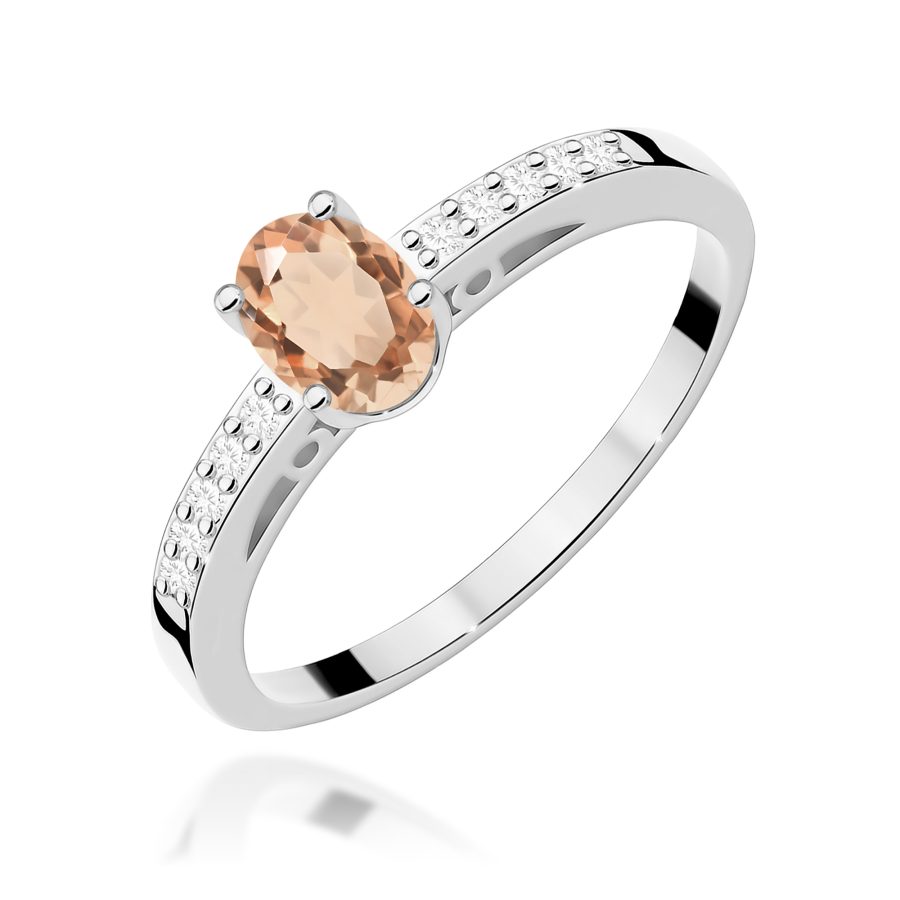 Pierścionek z owalnym morganitem 0,40 ct i diamentami · W067