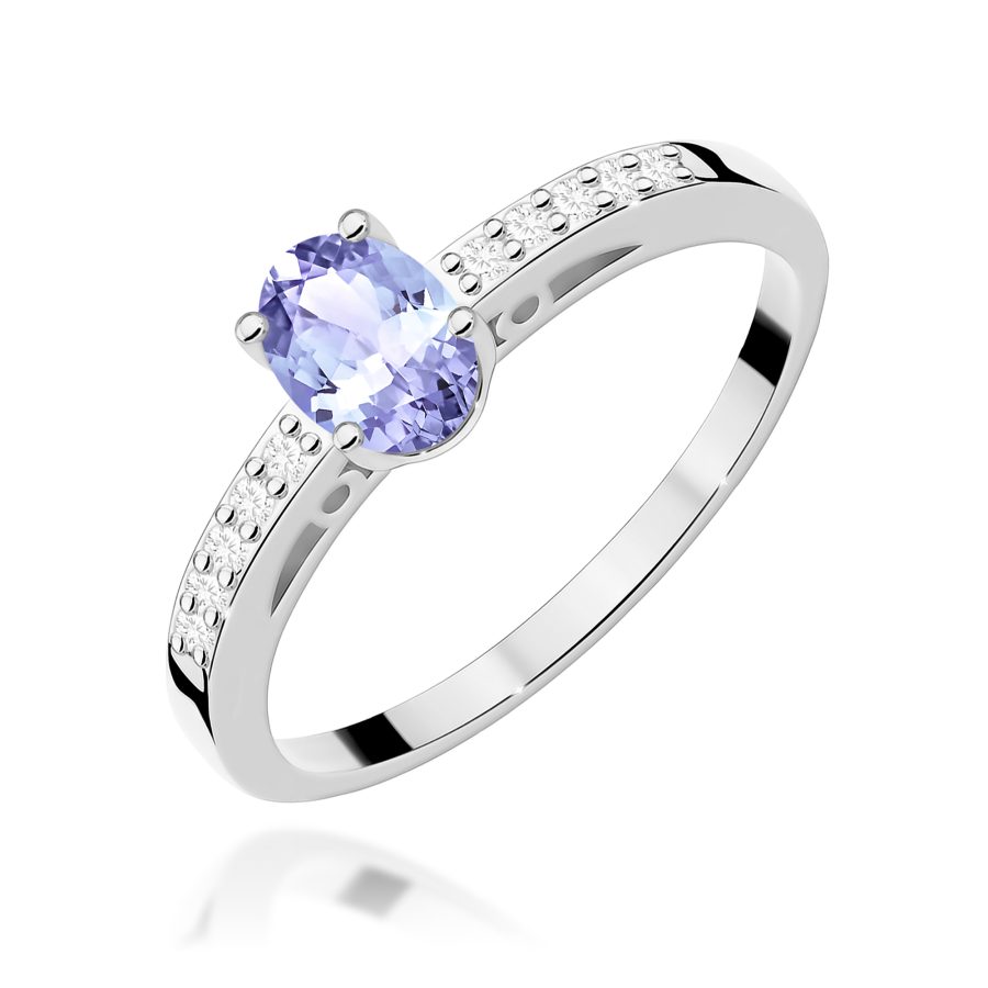 Pierścionek z tanzanitem 0,40 ct i diamentami · W067