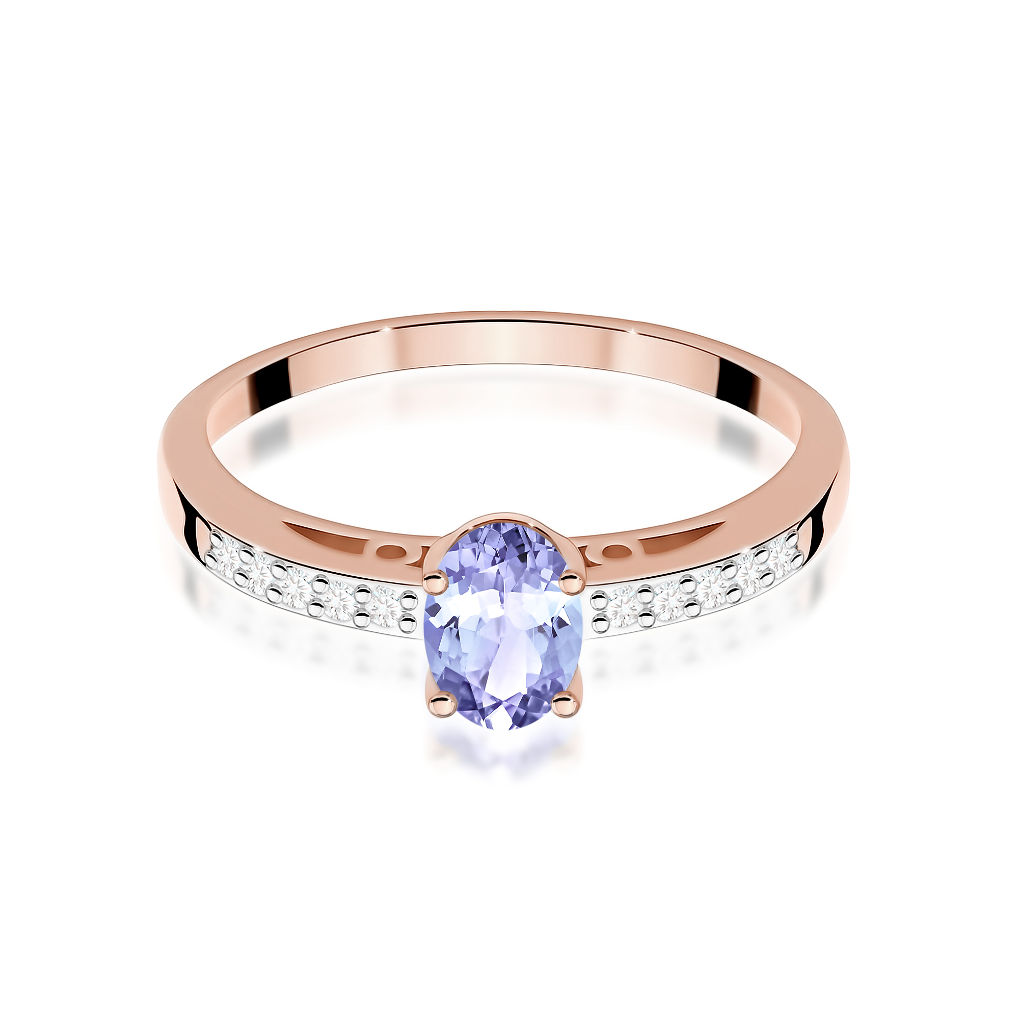 Ring with oval tanzanite 0,40 ct and diamonds – product image 3