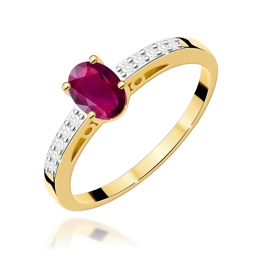 Pierścionek z rodolitem 0,50 ct i diamentami · W067