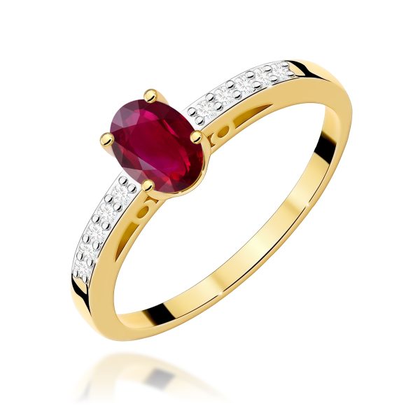 Pierścionek z rubinem 0,60 ct W0067 – żółte złoto próby 585