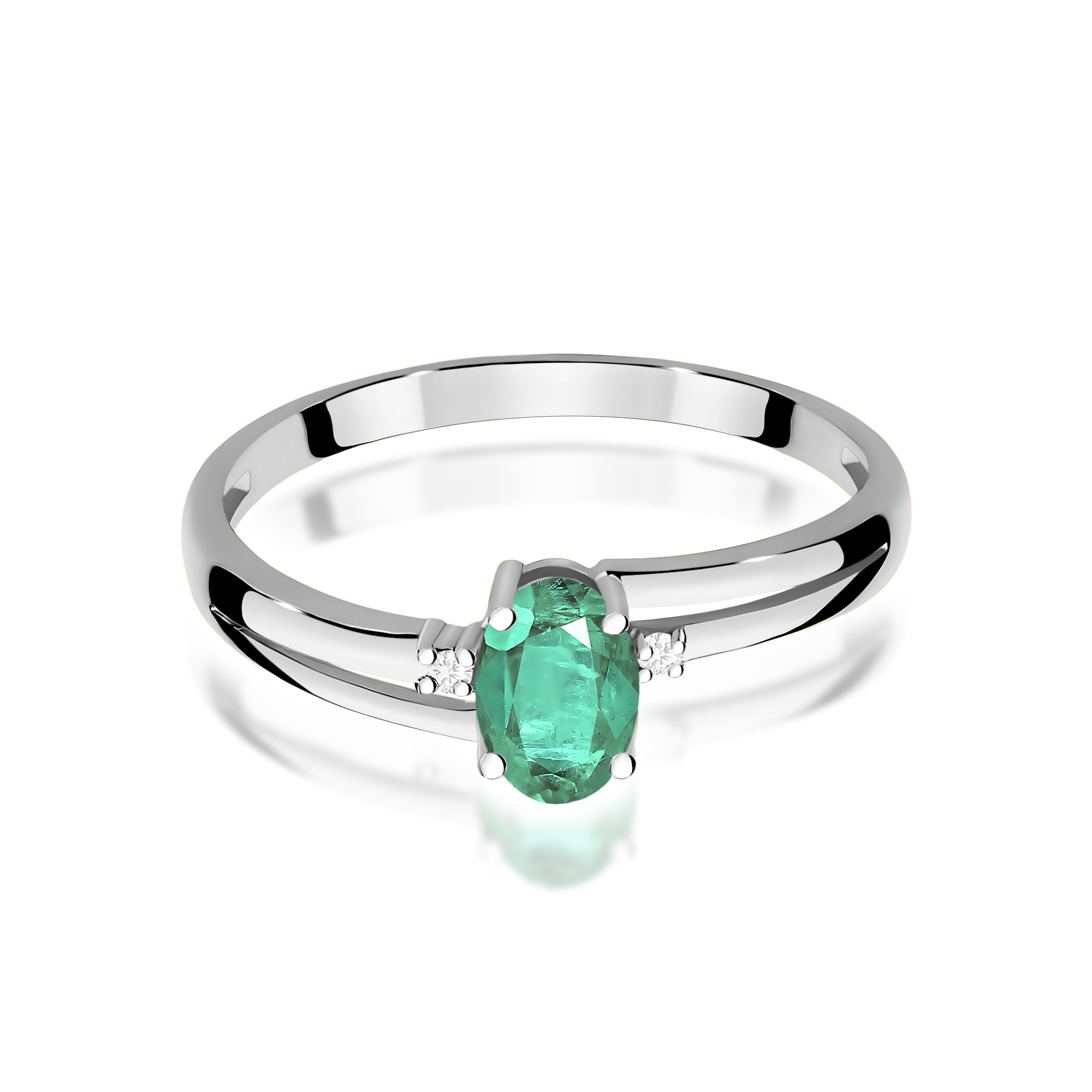 Ring with oval emerald 0,40 ct and diamonds – product image 3