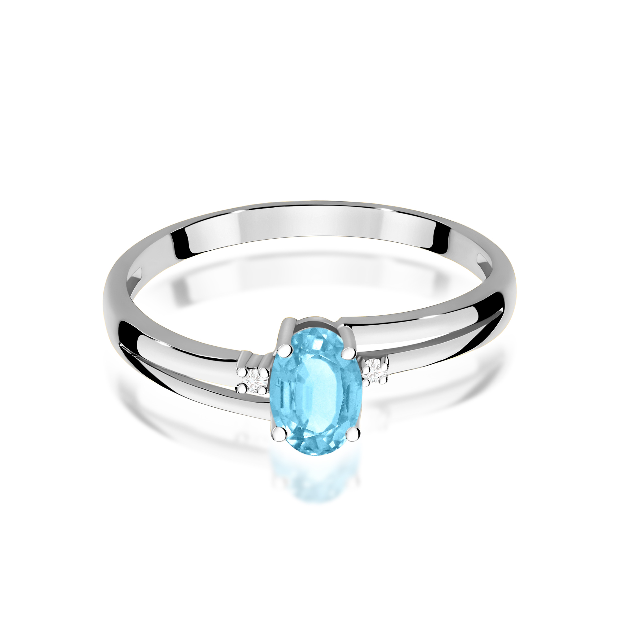 Ring in white gold with topaz and diamonds – product image 3