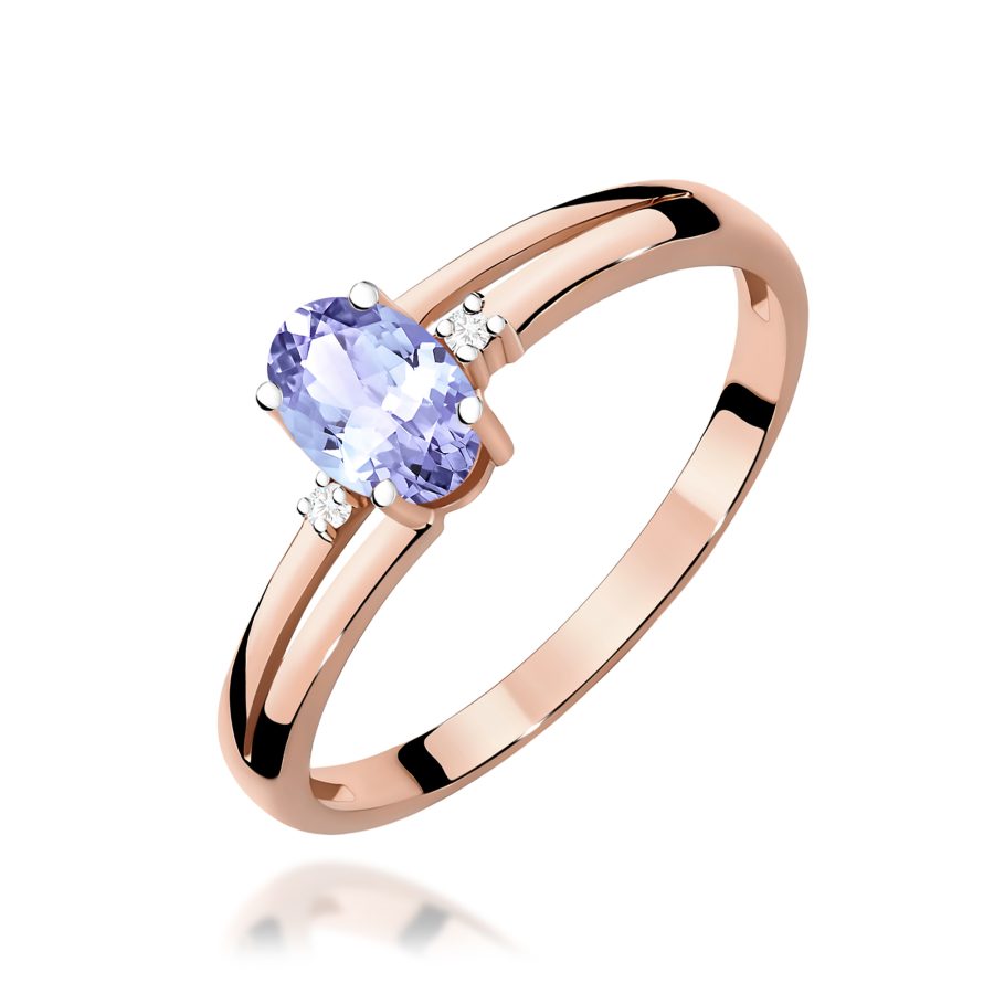 Pierścionek z tanzanitem 0,40 ct i diamentami · W068