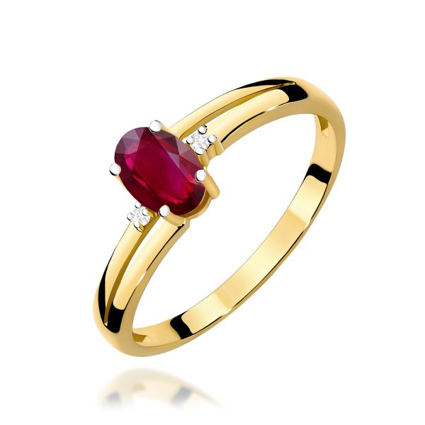 Pierścionek z rubinem 0,60 ct W0068 – żółte złoto próby 585