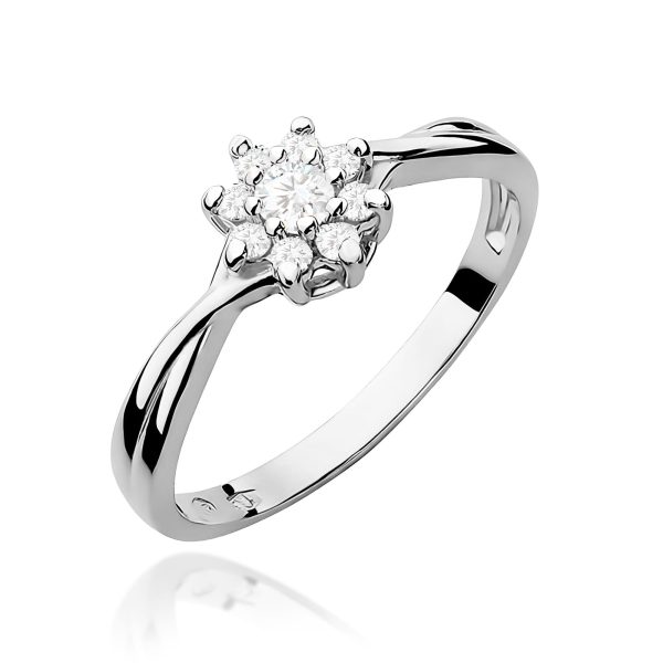 Pierścionek z kamieniem diament laboratoryjny 0,10 ct W0072 – białe złoto próby 585