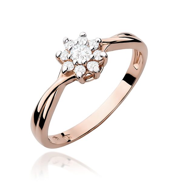 Pierścionek z diamentem 0,22 ct W0072 – różowe złoto próby 585