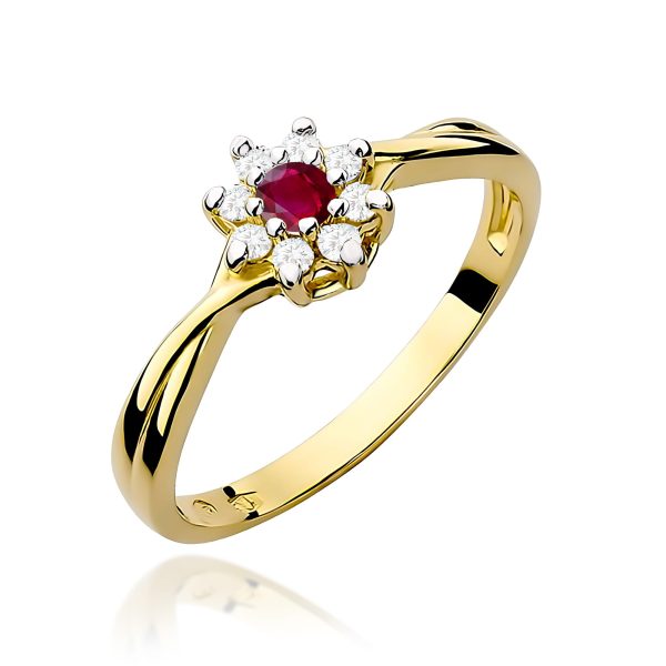 Pierścionek z rubinem 0,15 ct W0072 – żółte złoto próby 585
