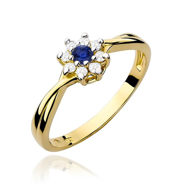 Pierścionek z szafirem 0,15 ct W0072 – żółte złoto próby 585