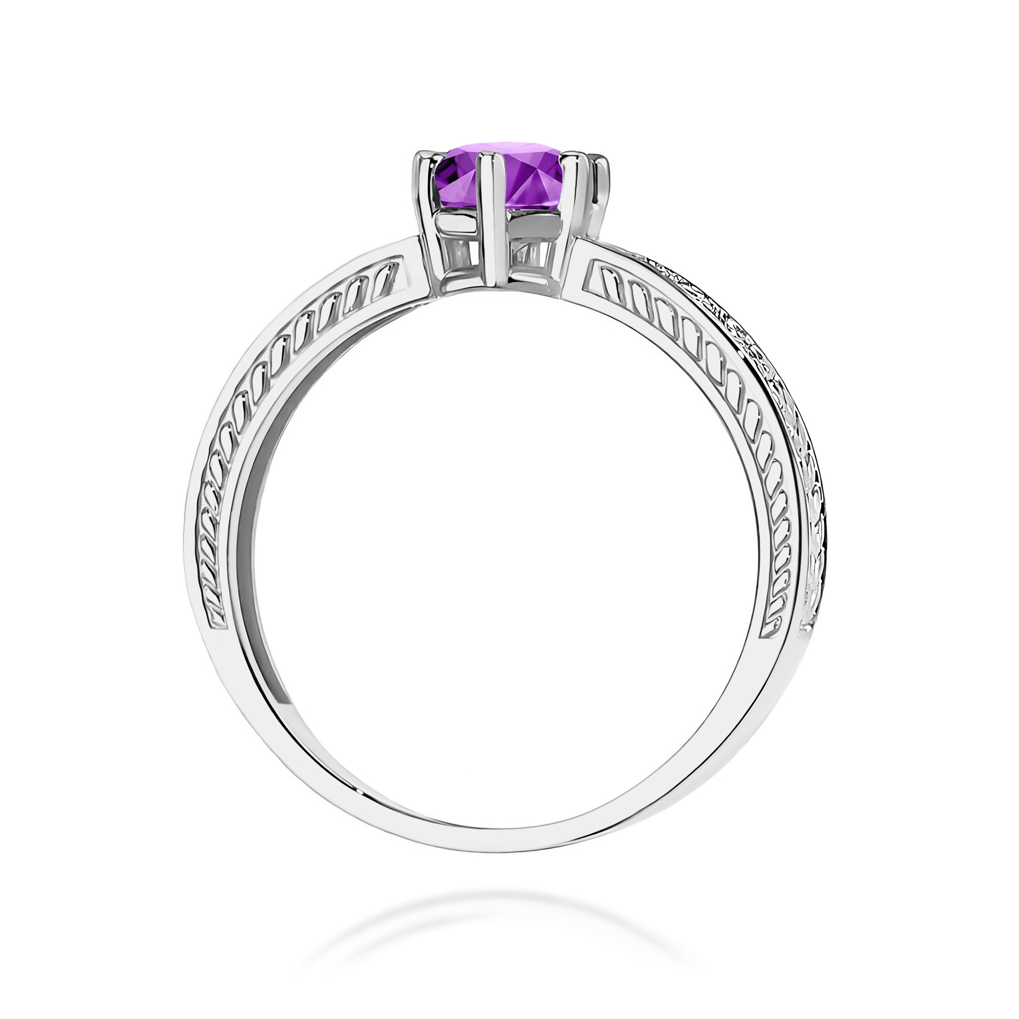 Ring in white gold with amethyst and diamonds – product image 4