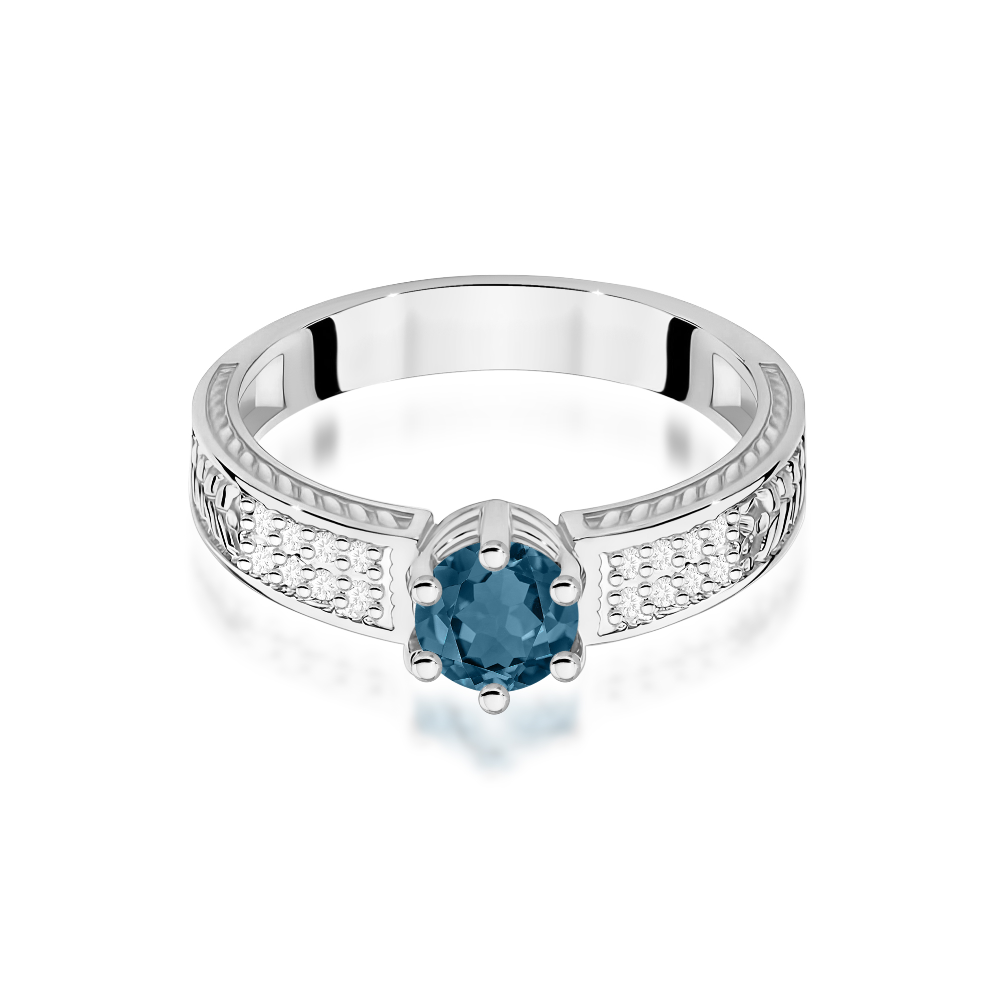 Pierścionek z kamieniem topaz london blue 0,50 ct W0075 · W075 - obrazek 2