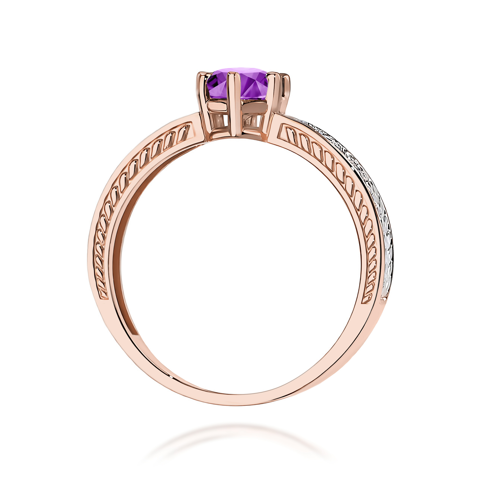 Ring with amethyst 0,50 ct and diamonds – product image 4