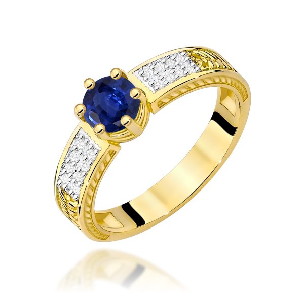 Pierścionek z szafirem 0,50 ct W0075 – żółte złoto próby 585