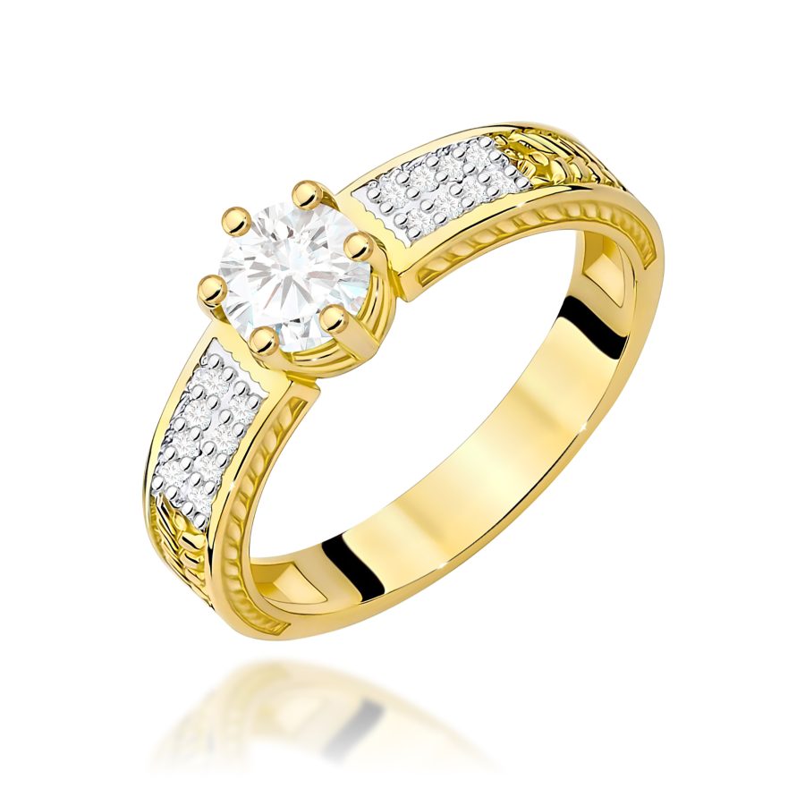 Pierścionek z białym szafirem 0,60 ct i diamentem · W075