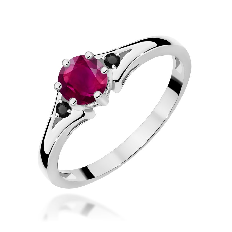 Ring in white gold with rhodolite and black diamonds