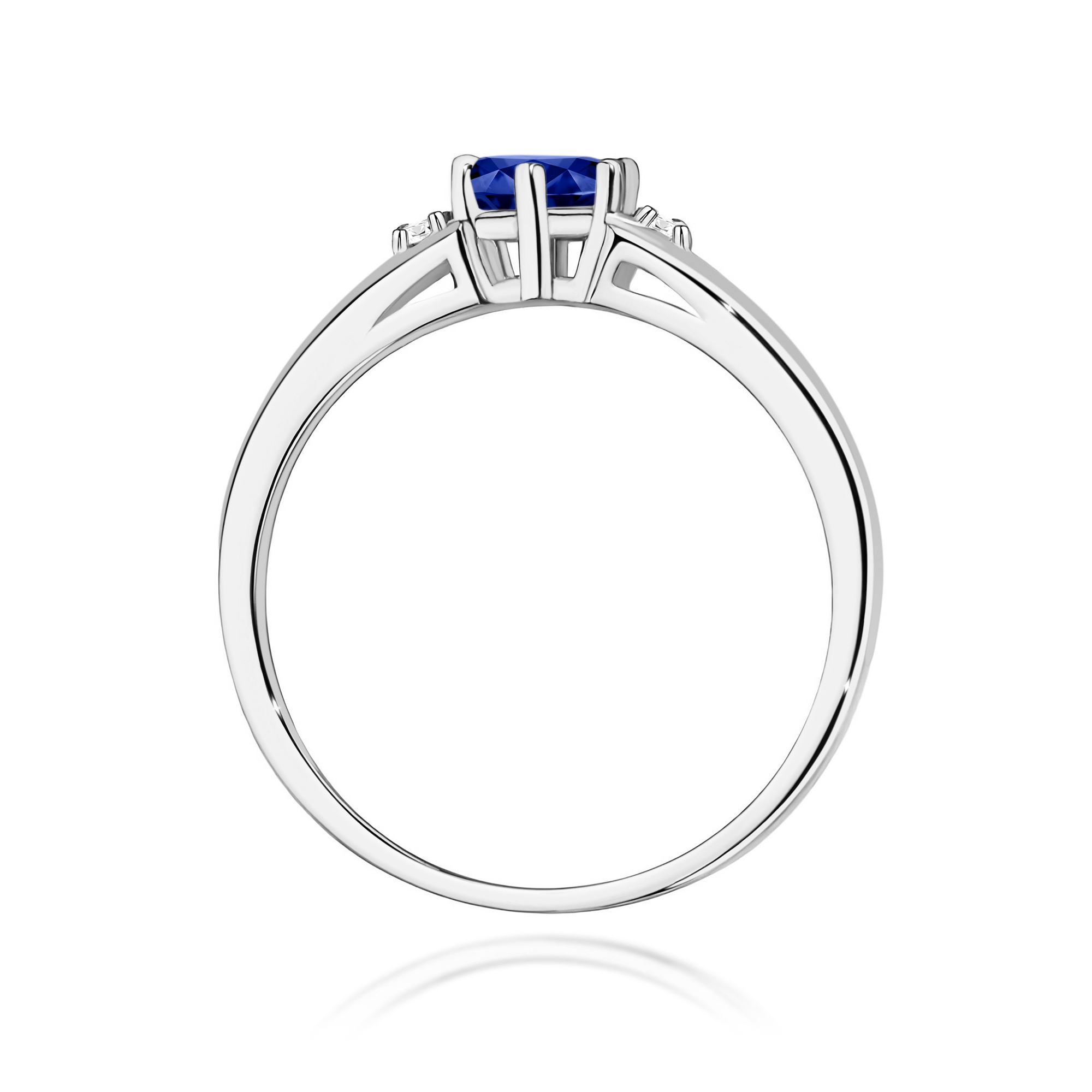 Ring with sapphire and diamonds in white gold 585 – product image 4